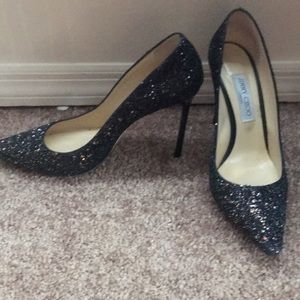 Jimmy Choo Romy 100 Black Glitter